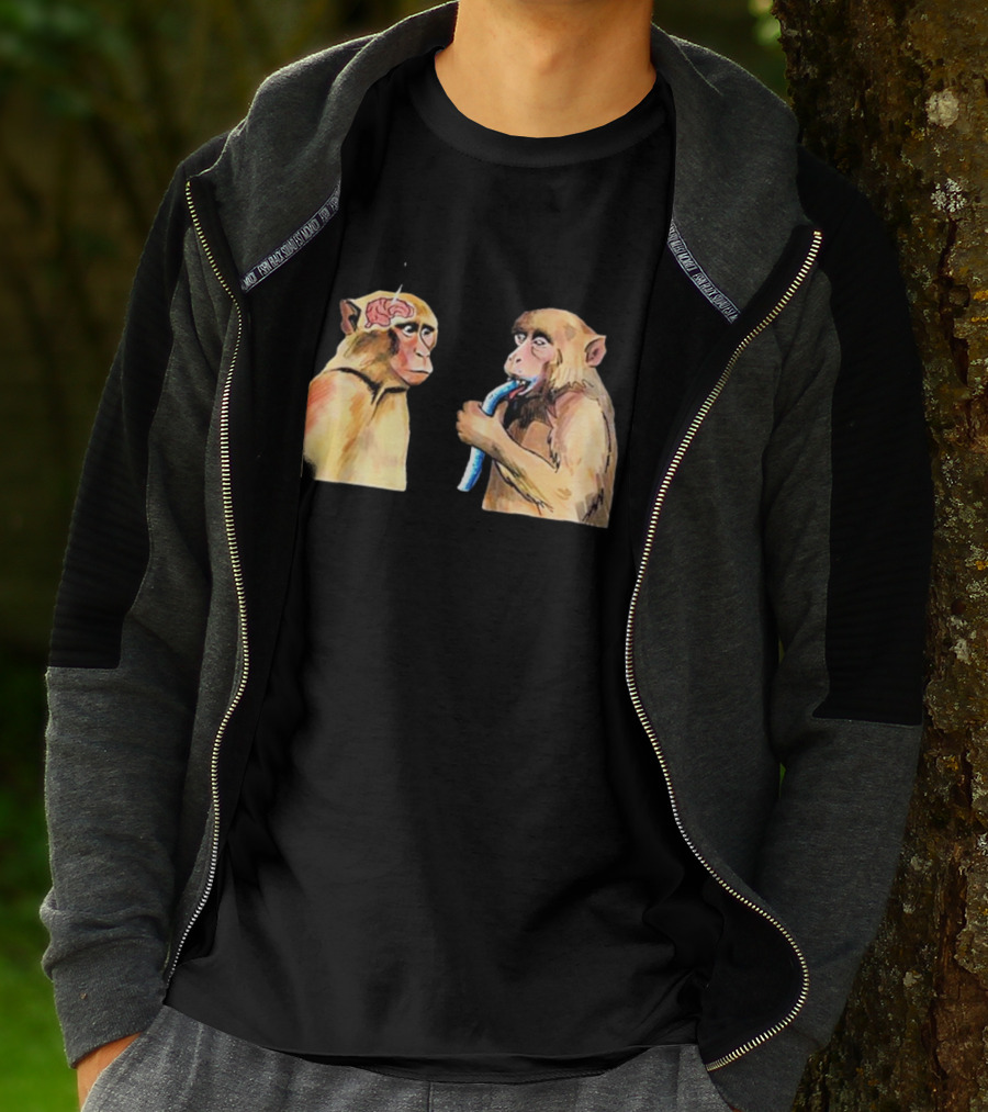 Neuron Activation Monkey Drinking Straw Connection T-Shirt