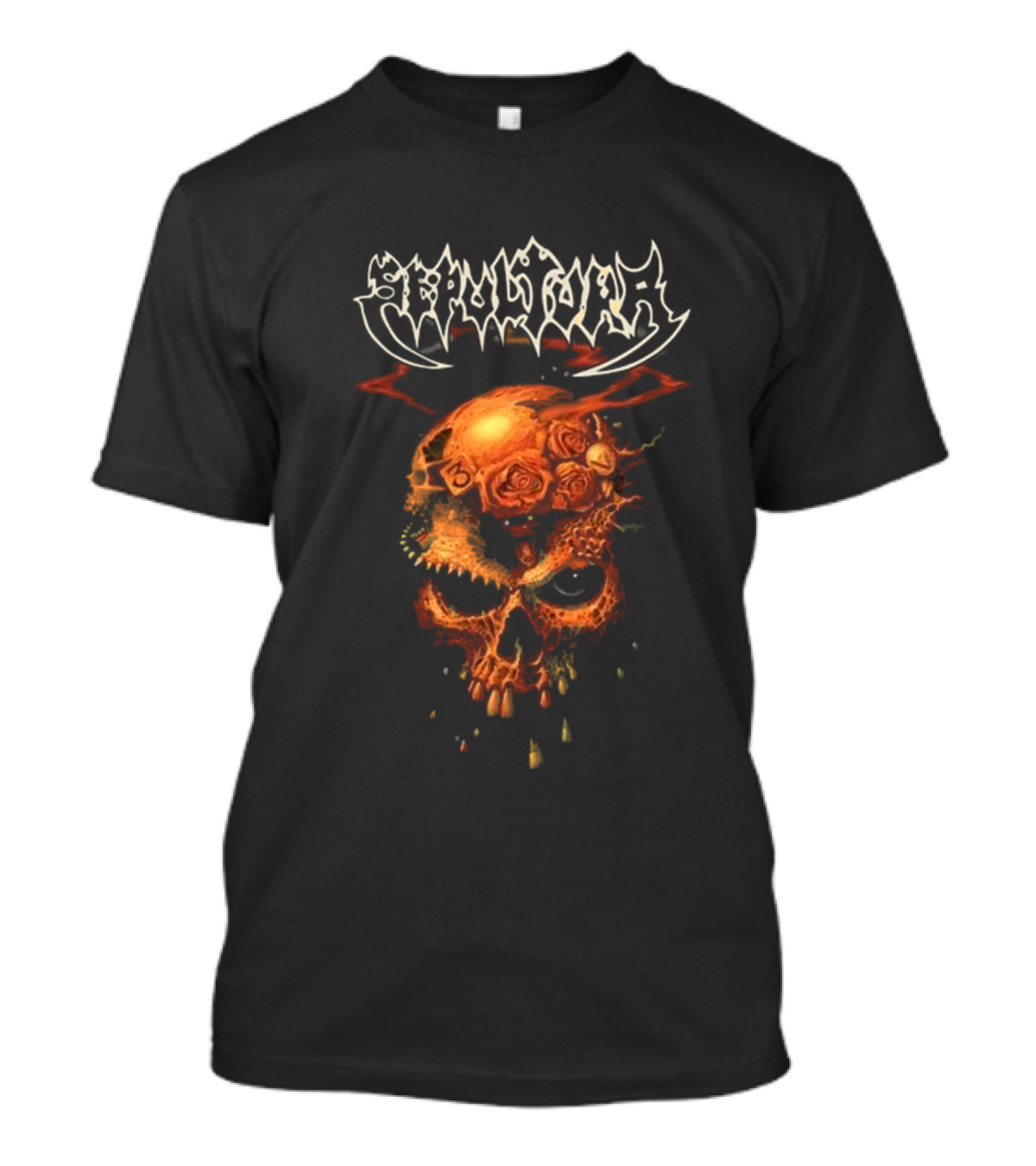 Sepultura Beneath The Remains Skull Design With Roses And Flames T-Shirt
