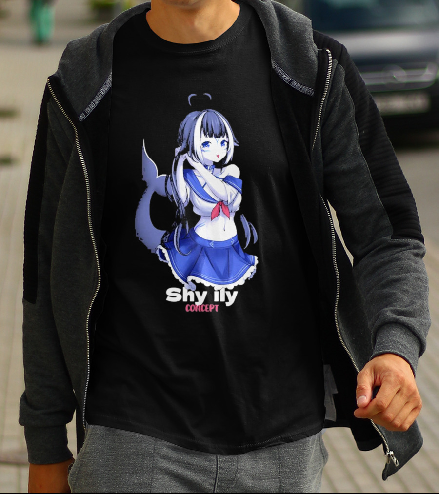 Shy Lily Concept Monochrome Anime Character T-Shirt