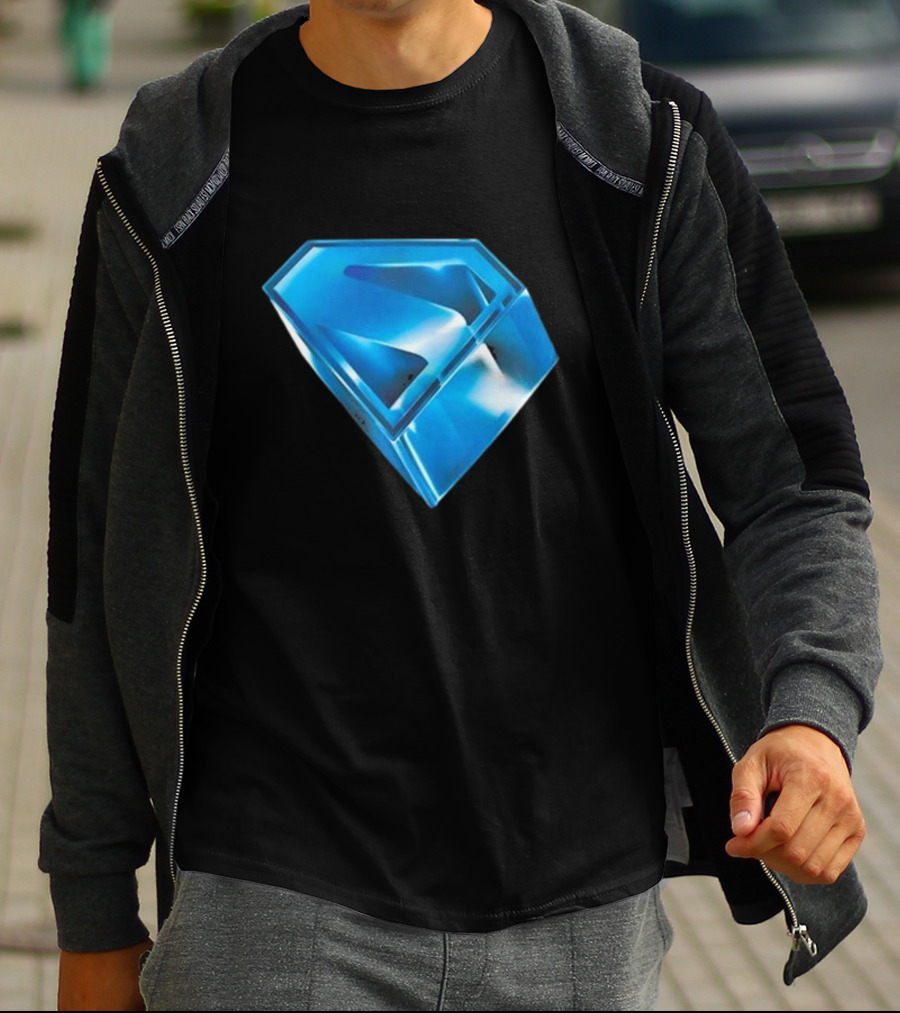Superman 2025 Movie Stylized S-Shield Blue Diamond Emblem T-Shirt