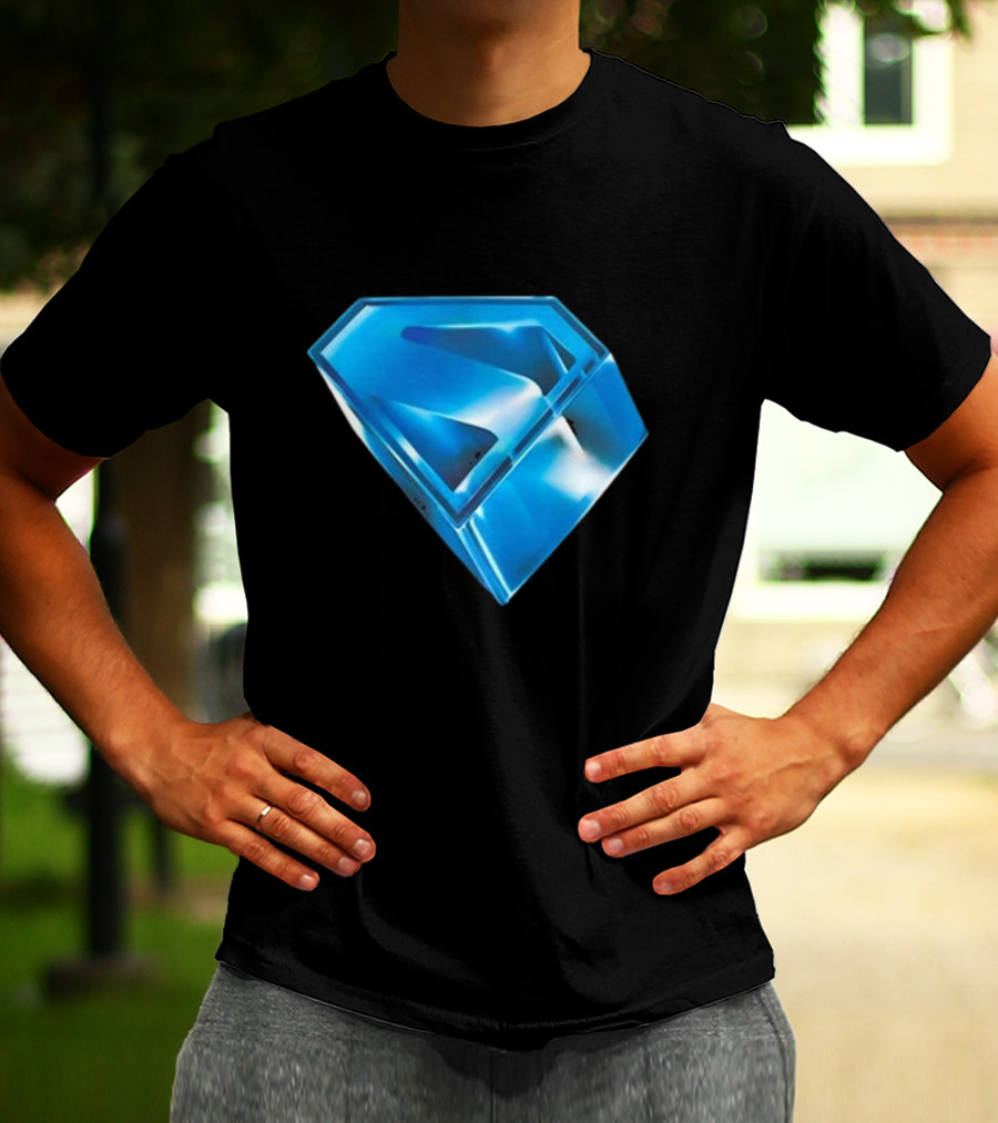 Superman 2025 Movie Stylized S-Shield Blue Diamond Emblem T-Shirt