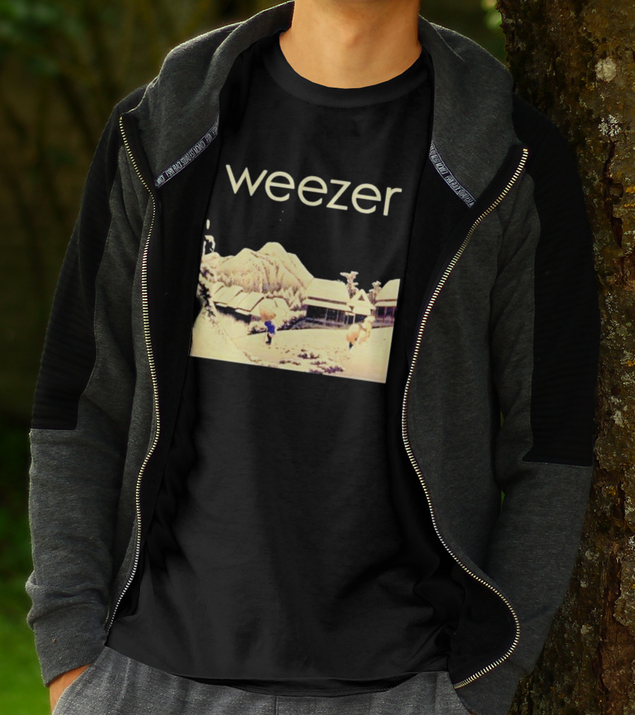 Weezer Pinkerton Album Snowy Village Scene T-Shirt