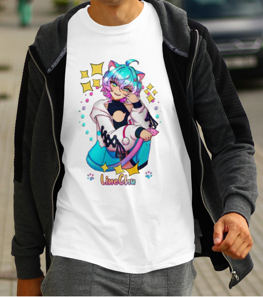 LineChu Glimmer Anime Character With Cat Ears And Colorful Pastel Aesthetic T-Shirt