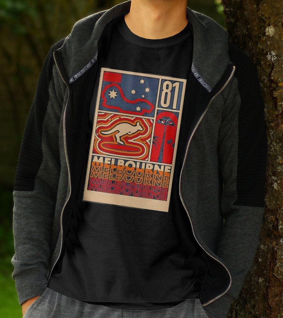Melbourne 81 Stars Kangaroo Design Funny Oscar Piastri T-Shirt