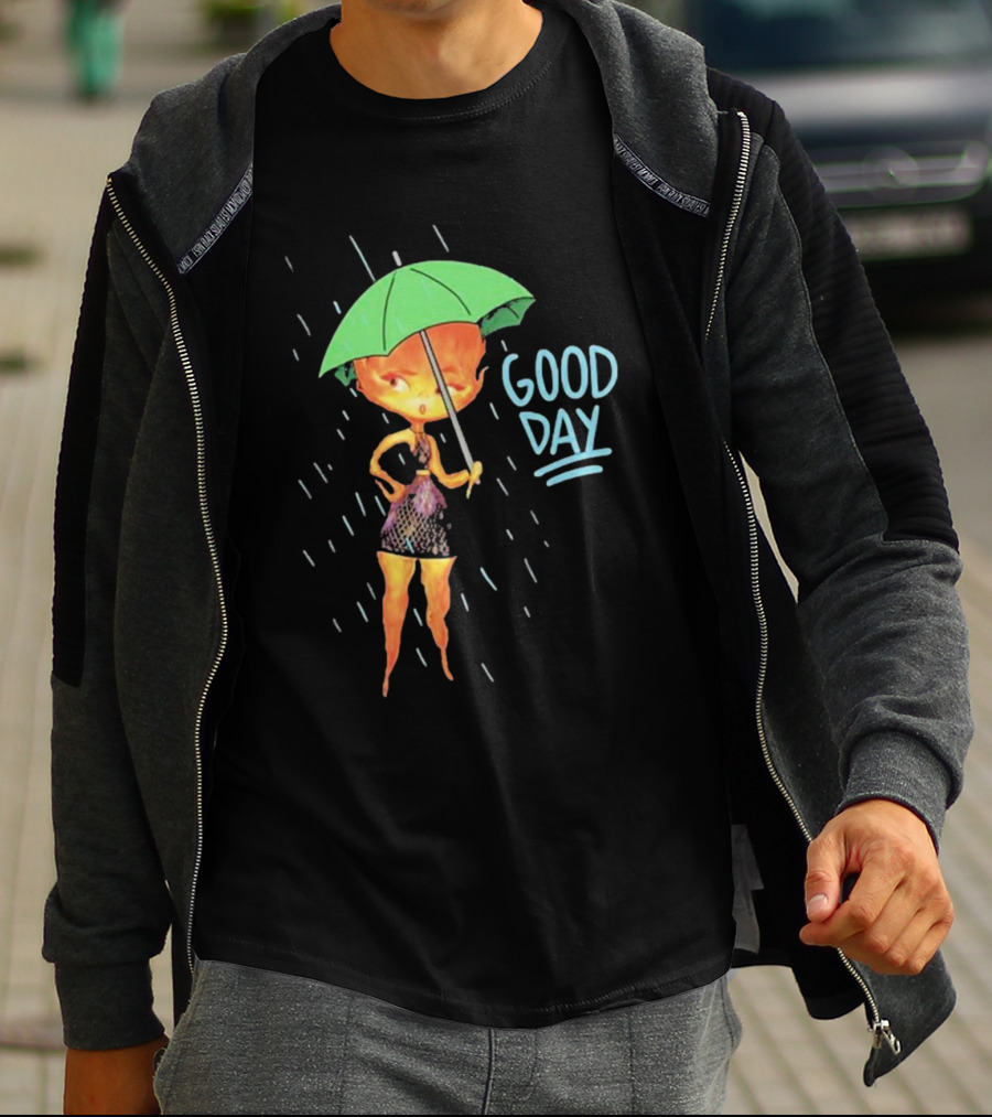 Good Day Ember Lumen Raindrops Green Umbrella T-Shirt