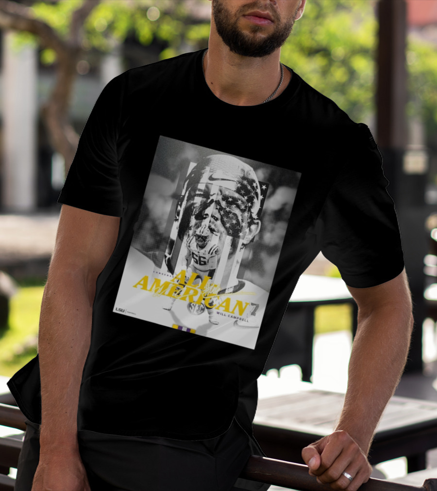 LSU Tigers Football Will Campbell Consensus All-American #66 T-Shirt