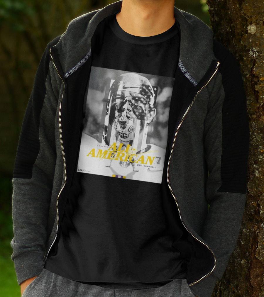 LSU Tigers Football Will Campbell Consensus All-American #66 T-Shirt