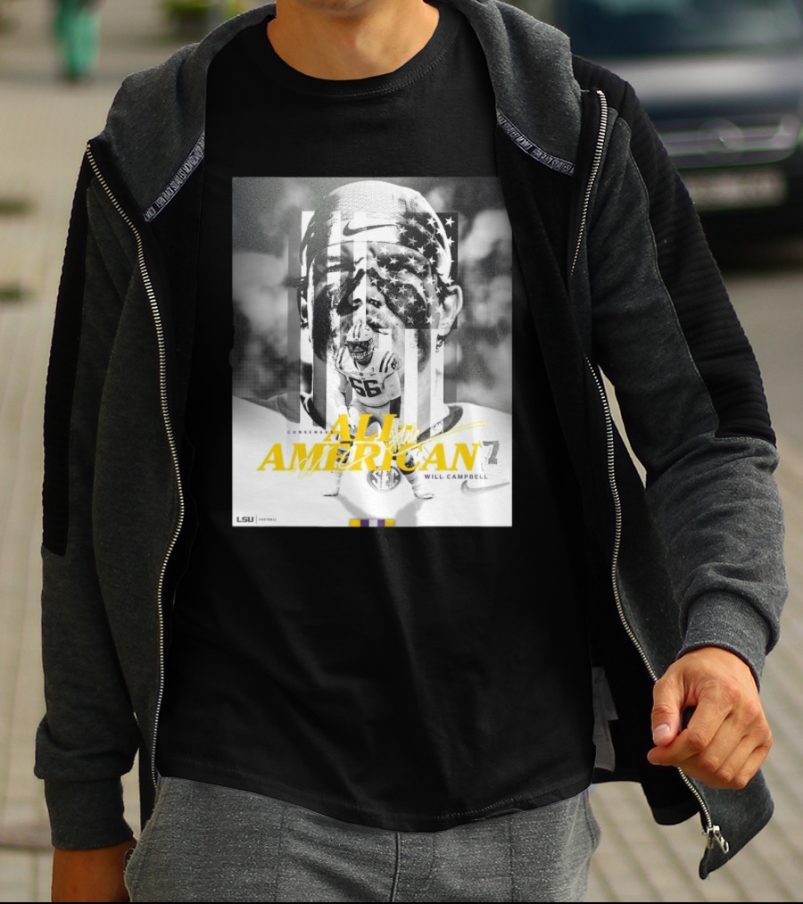 LSU Tigers Football Will Campbell Consensus All-American #66 T-Shirt