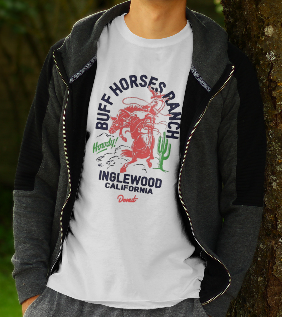 Buff Horses Ranch Howdy Inglewood California Donut T-Shirt