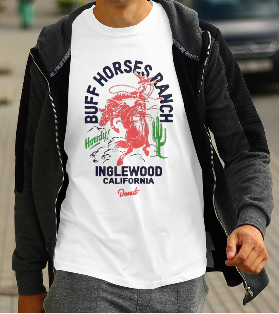 Buff Horses Ranch Howdy Inglewood California Donut T-Shirt
