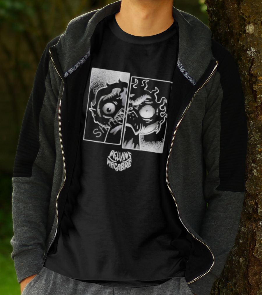 MeatCanyon Merch Melvin’s Macabre Split Face Creepy Comic T-Shirt