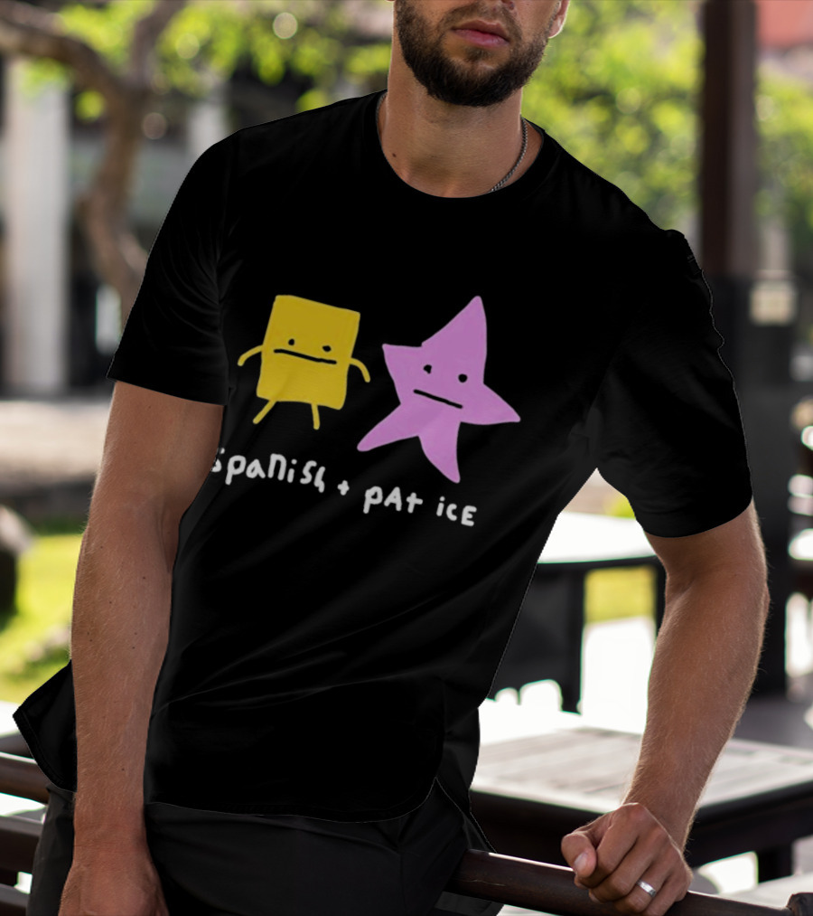 Spanish And Pat Ice Cartoon Square And Star Characters T-Shirt