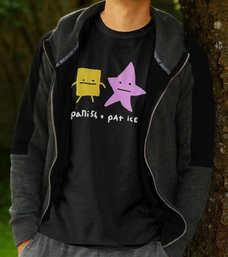 Spanish And Pat Ice Cartoon Square And Star Characters T-Shirt
