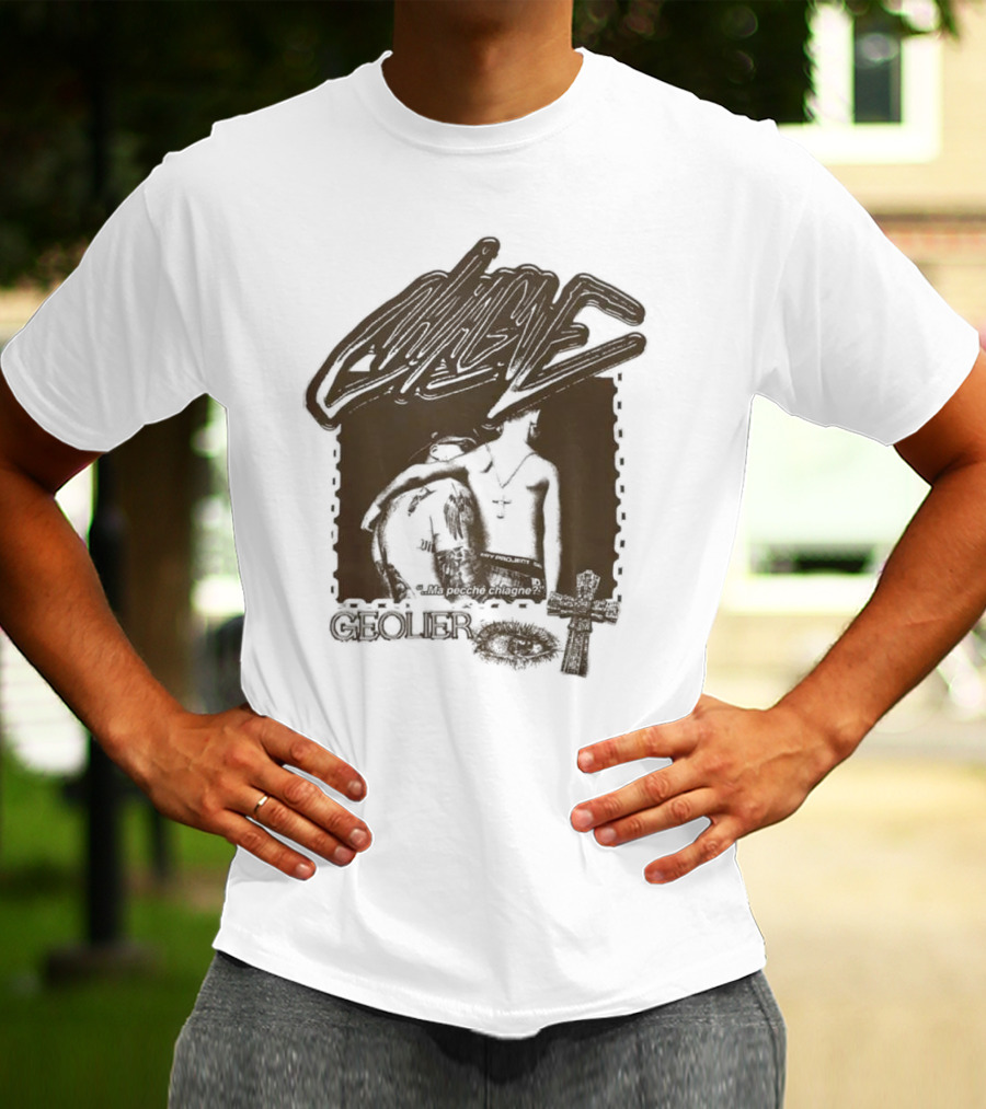 Geolier Chiagne Na Pecché Chiagne Cross Tattoo T-Shirt
