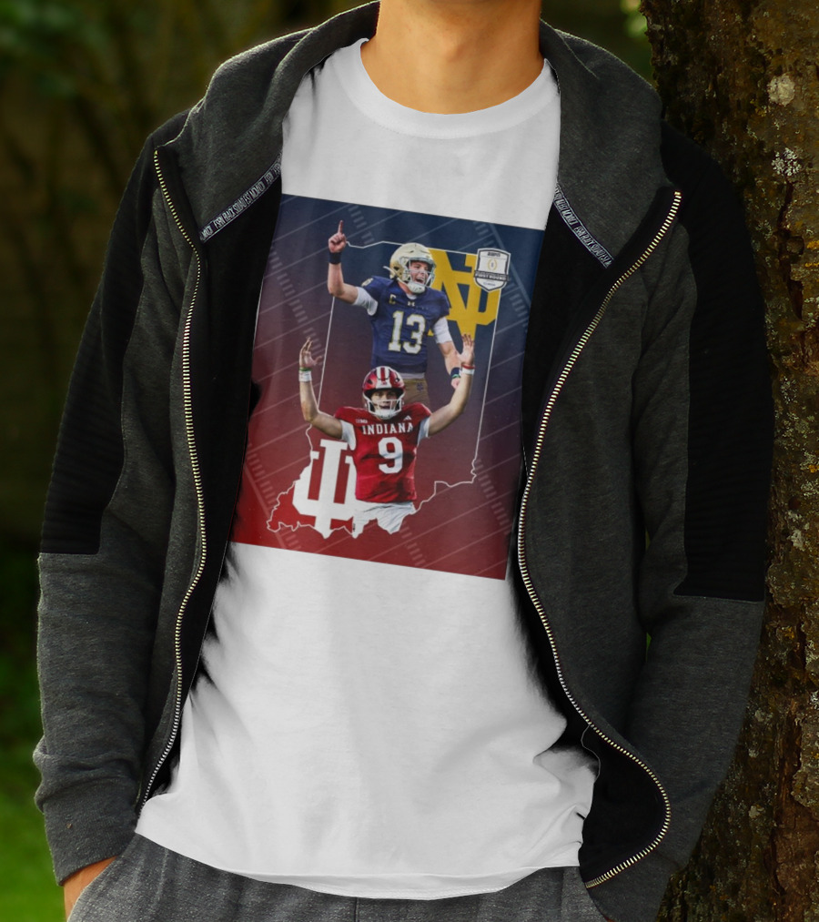 Indiana Hoosiers Versus Notre Dame Fighting Irish 12-Team CFP Friday Matchup T-Shirt