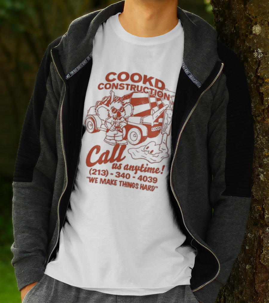Cookd Construction Koala Call Us Anytime We Make Things Hard T-Shirt
