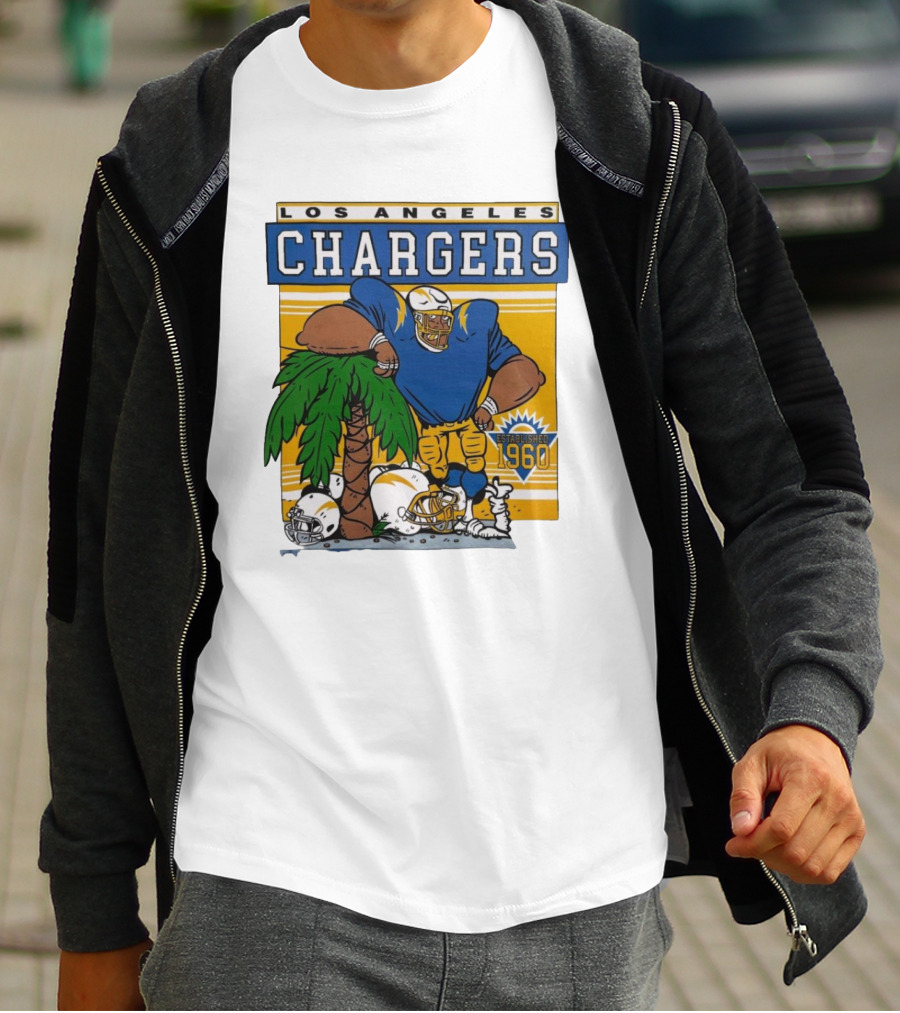 Los Angeles Chargers Crenshaw Skate Club Light Blue Palm Tree Established 1960 Football Player T-Shirt
