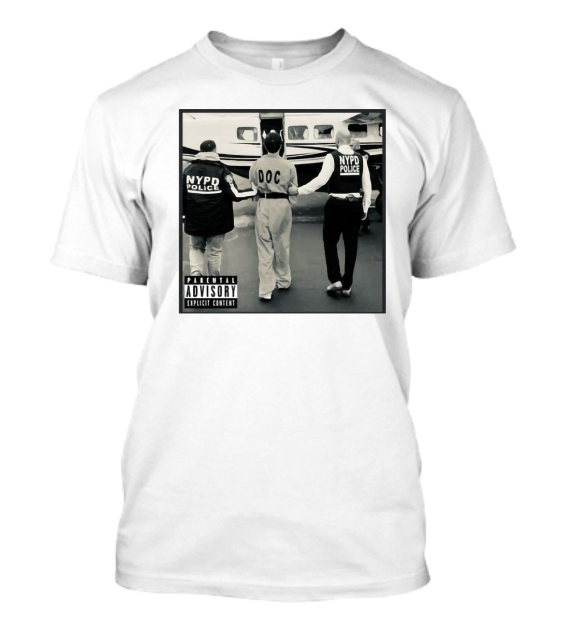 NYPD Police DOC Helicopter Pad Album Cover Parental Advisory T-Shirt