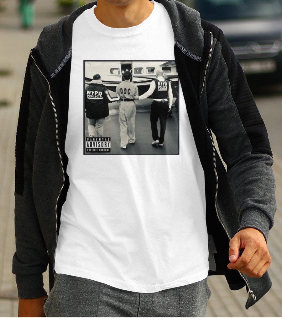 NYPD Police DOC Helicopter Pad Album Cover Parental Advisory T-Shirt