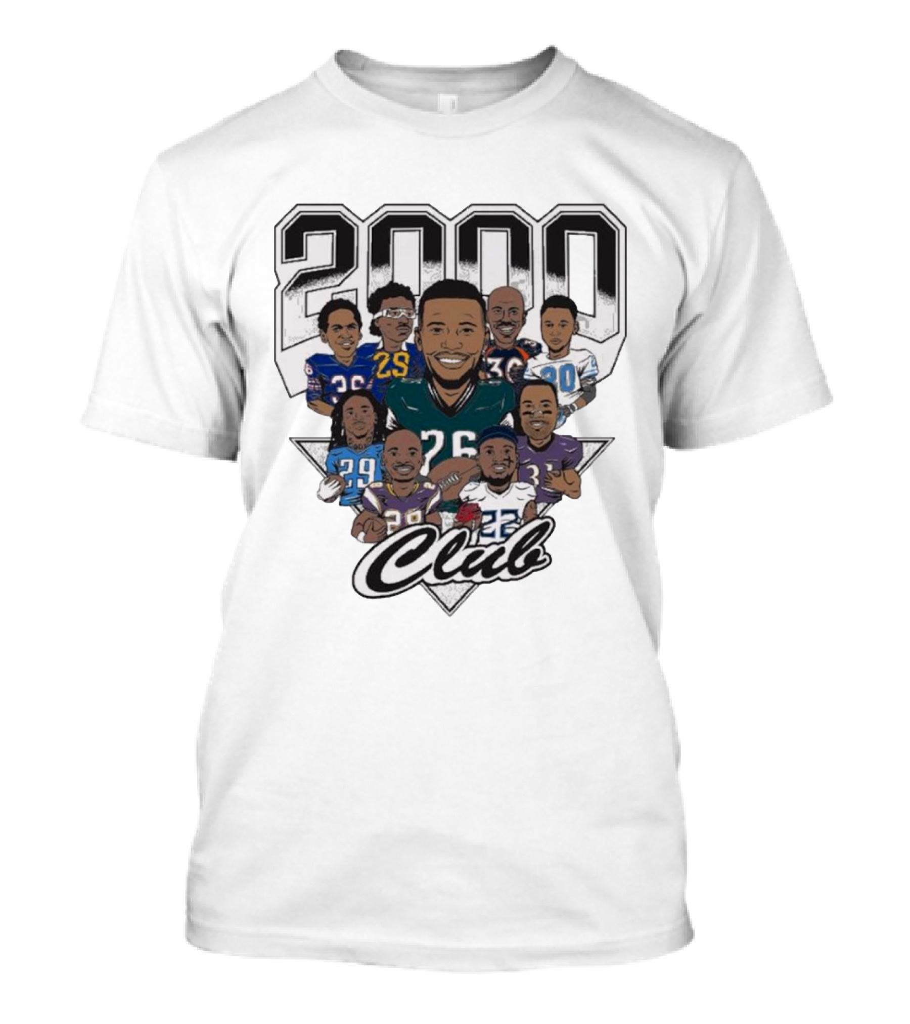 2000 Club NFL All Team Cam Lewis Saquon Barkley Caricatures T-Shirt