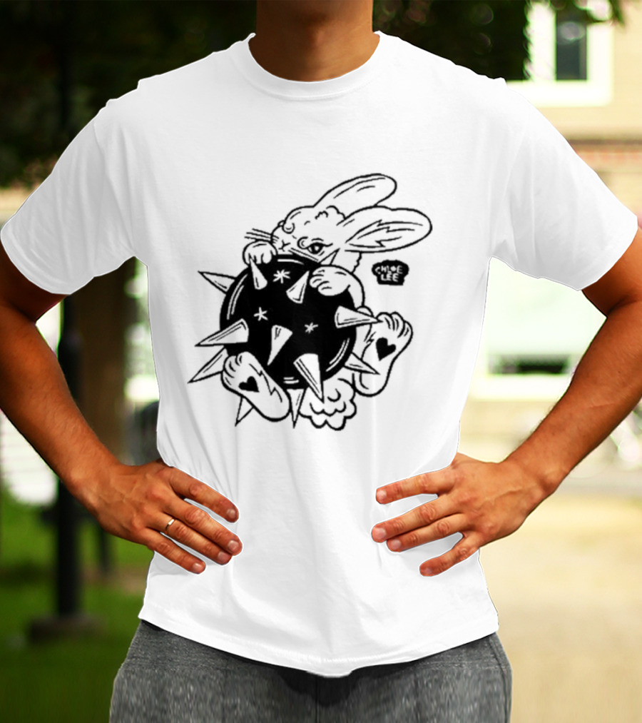 Chloeleeart Morningstar Bunny Holding Spiked Ball With Stars And Hearts T-Shirt