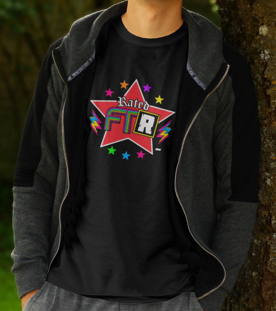 Rated FTR Adam Copeland AEW Star With Lightning And Colorful Retro Stars T-Shirt