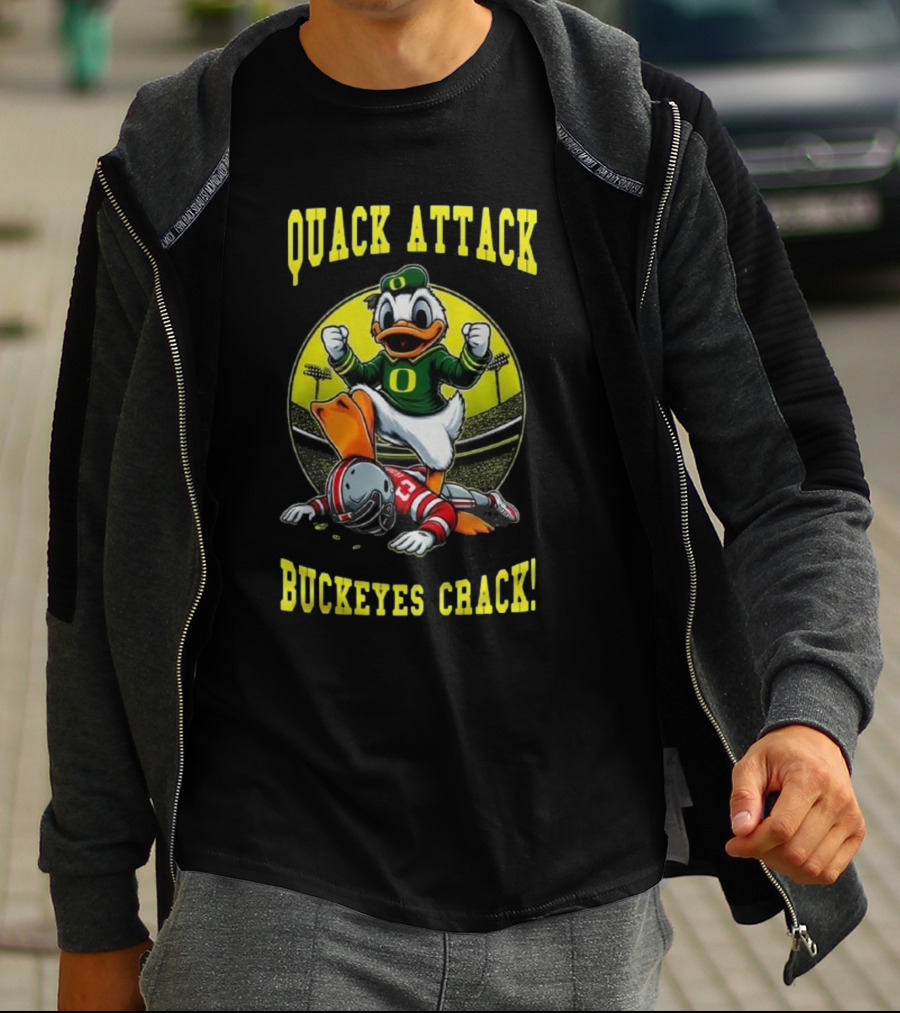 Oregon Ducks Quack Attack Buckeyes Crack Football Mascot Showdown 2025 T-Shirt