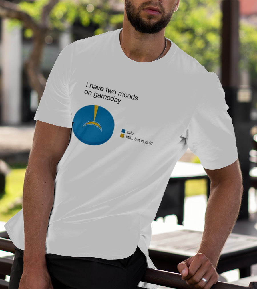 Los Angeles Chargers Two Moods On Gameday Btfu But In Gold T-Shirt