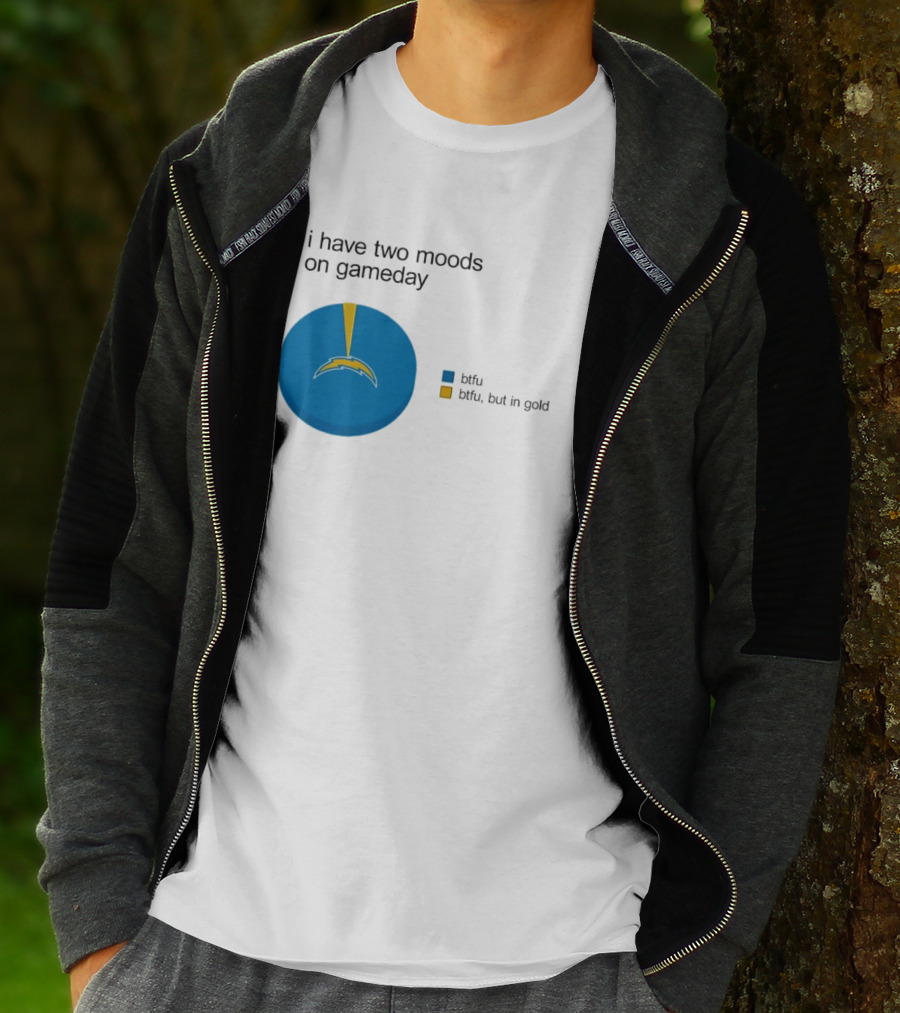 Los Angeles Chargers Two Moods On Gameday Btfu But In Gold T-Shirt