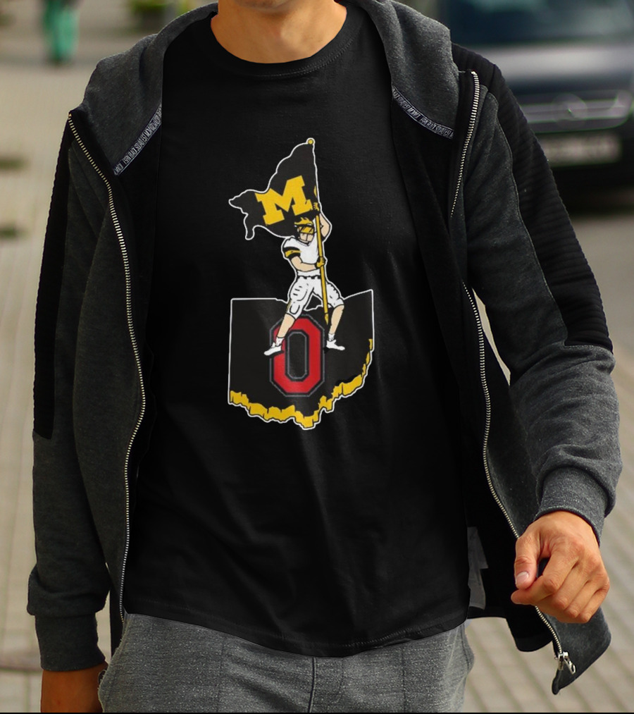 Michigan M Flag Football Rivalry Planting Victory T-Shirt