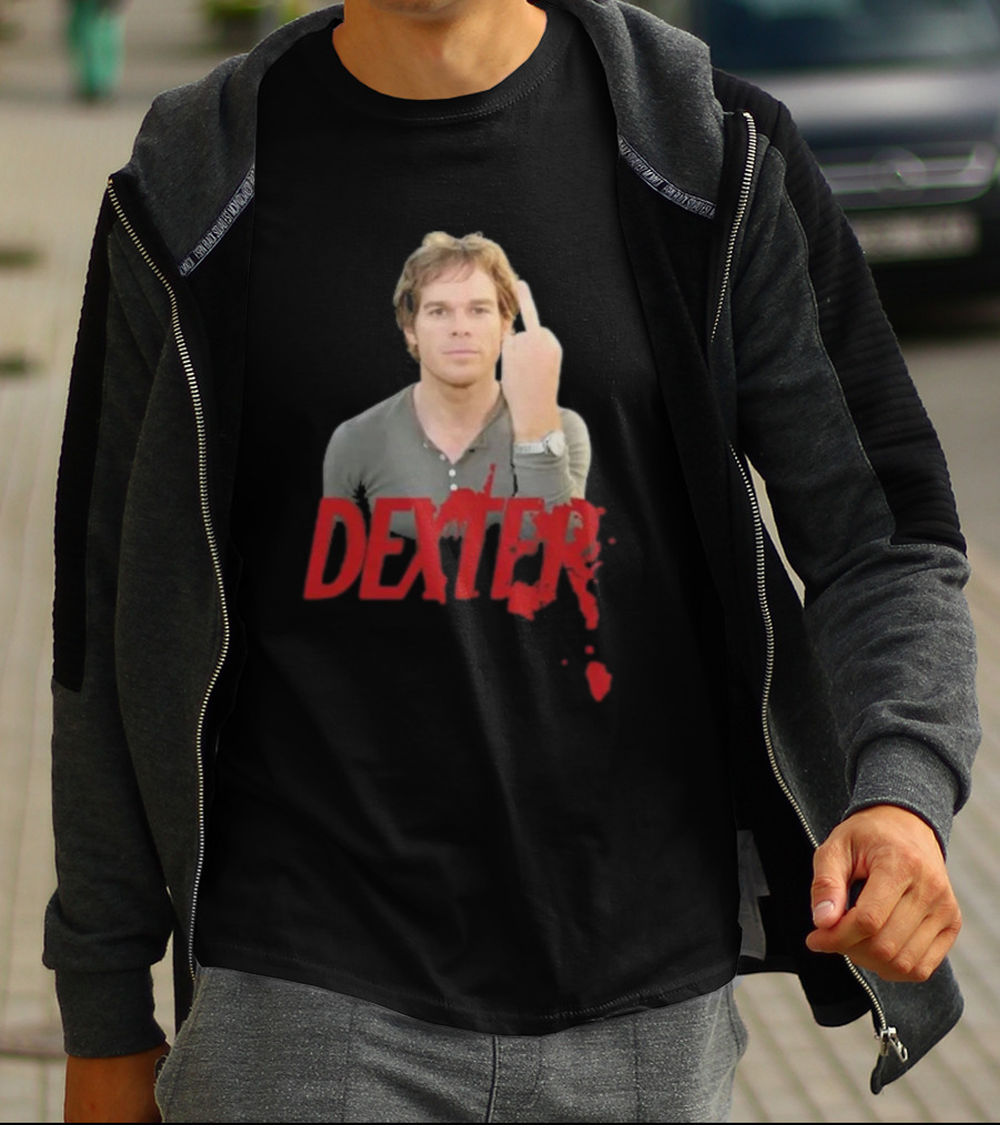 Dexter Middle Finger Blood Splatter T-Shirt