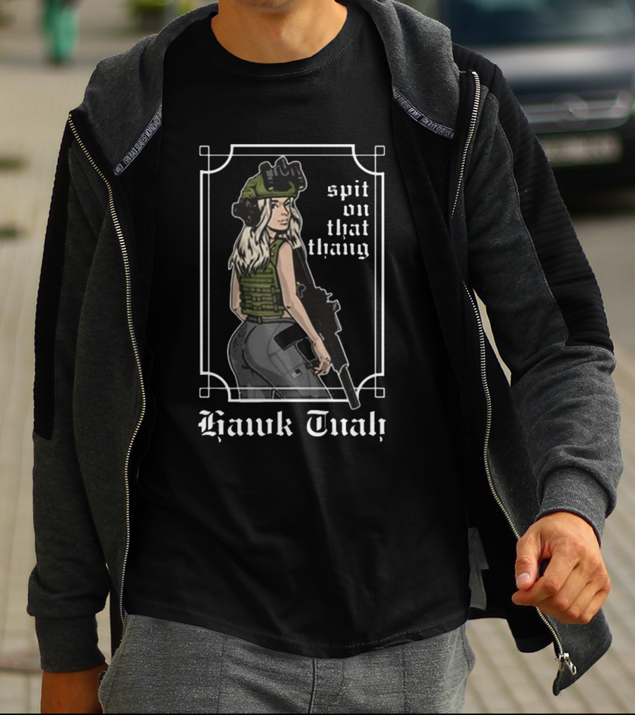 Hawk Tuah Spit On That Thang Gun T-Shirt