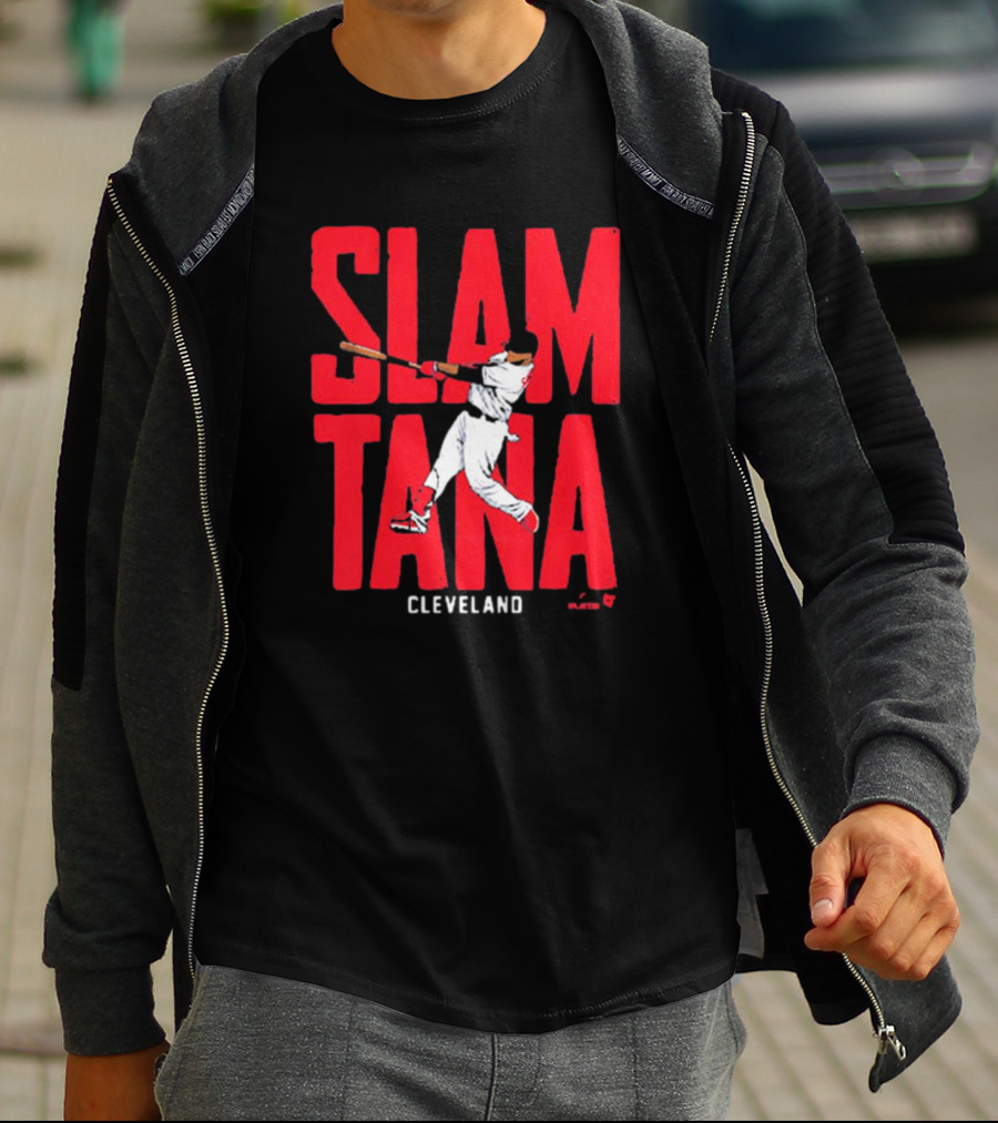 Slamtana Cleveland Guardians MLB Carlos Santana Baseball Player T-Shirt