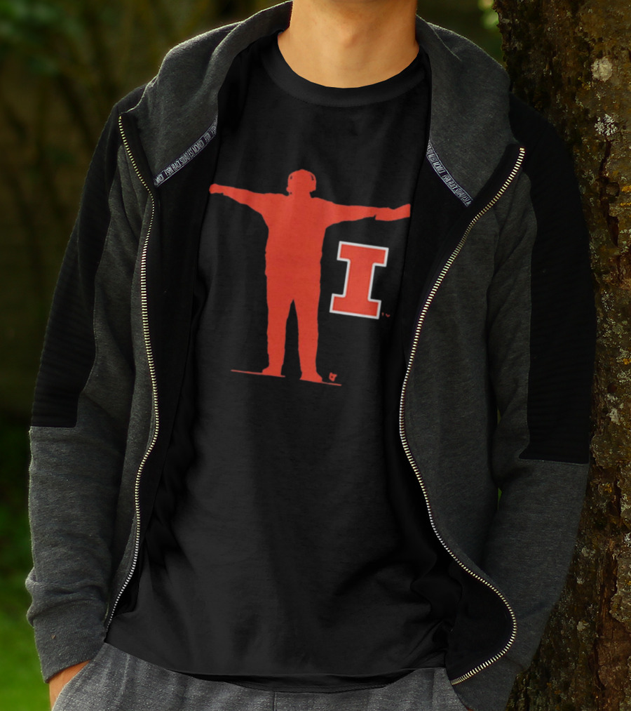Illinois Fighting Illini Football Coach Silhouette And Iconic I T-Shirt