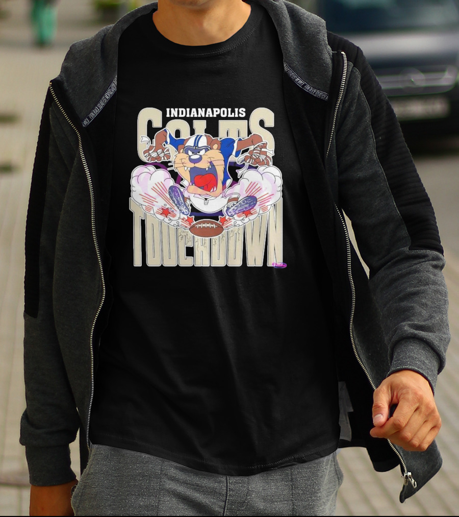 Indianapolis Colts Touchdown NFL Tasmanian Devil 2025 Football Cartoon T-Shirt