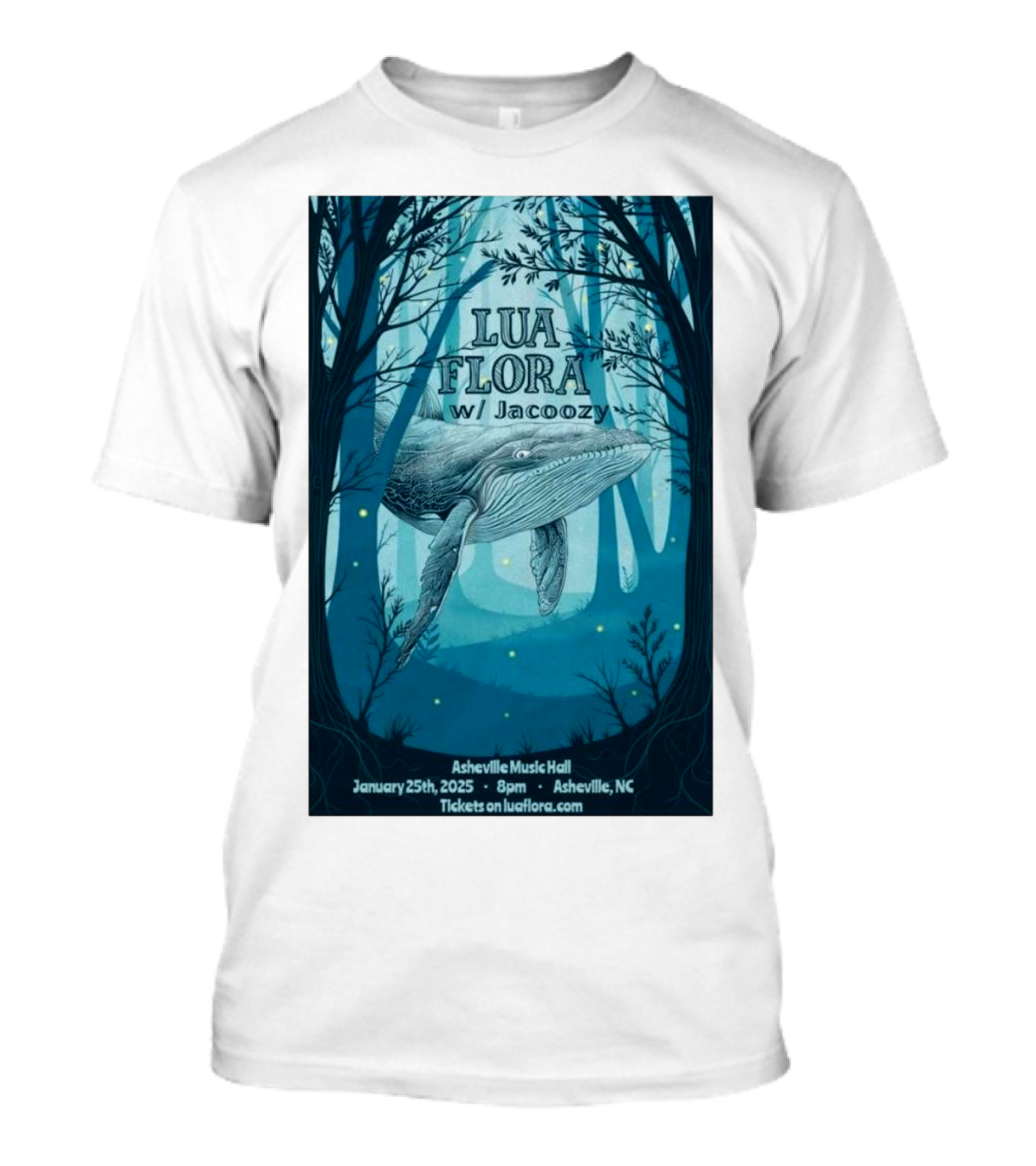 Lua Flora With Jacoozy Whale Concert Asheville Music Hall January 25 2025 Tickets On Luafloracom T-Shirt