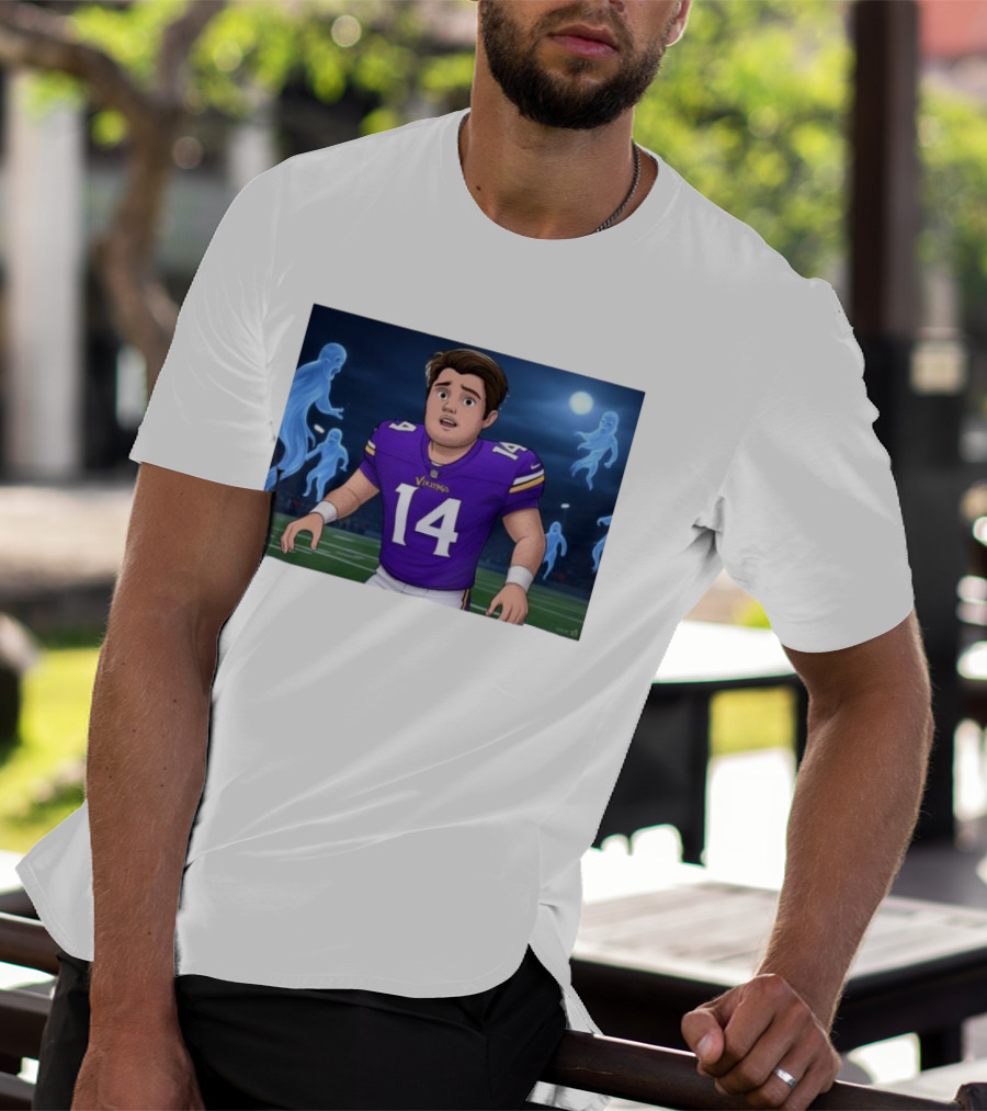 Sam Darnold Haunted By Ghosts In Minnesota Vikings NFL Jersey T-Shirt
