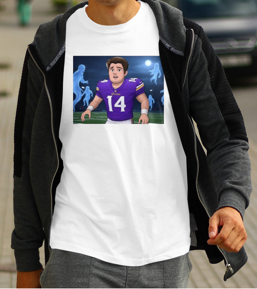 Sam Darnold Haunted By Ghosts In Minnesota Vikings NFL Jersey T-Shirt