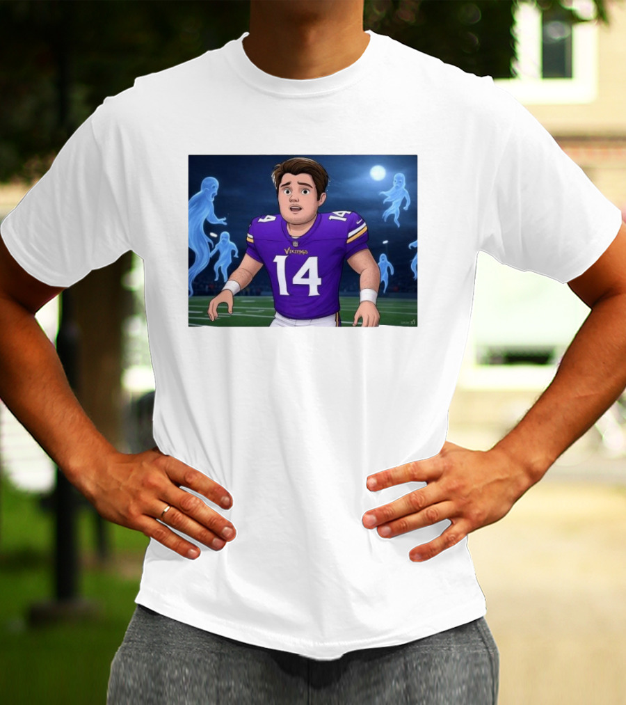Sam Darnold Haunted By Ghosts In Minnesota Vikings NFL Jersey T-Shirt