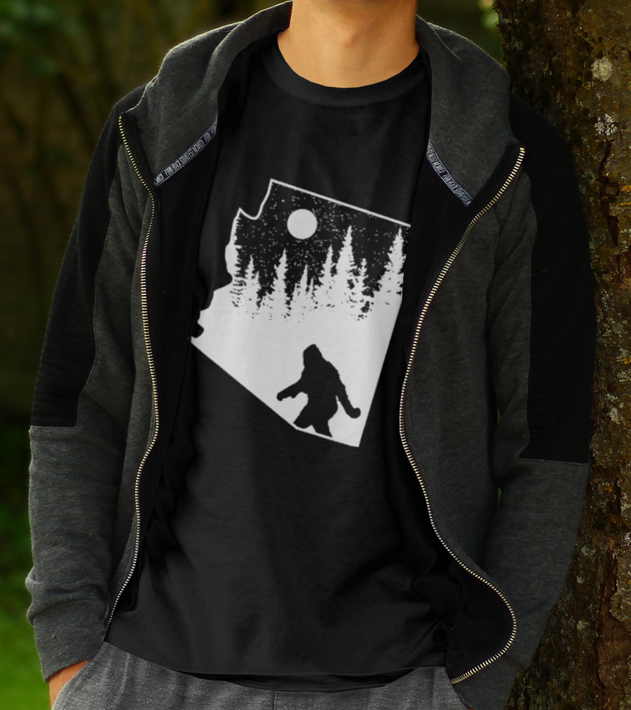 Bigfoot Arizona Pride Sasquatch Funny Arizona Map Forest Moon T-Shirt