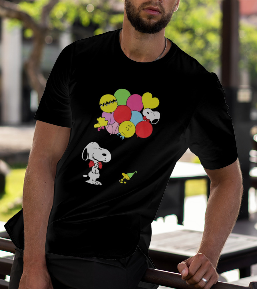 Peanuts Snoopy Woodstock Balloons Birthday T-Shirt