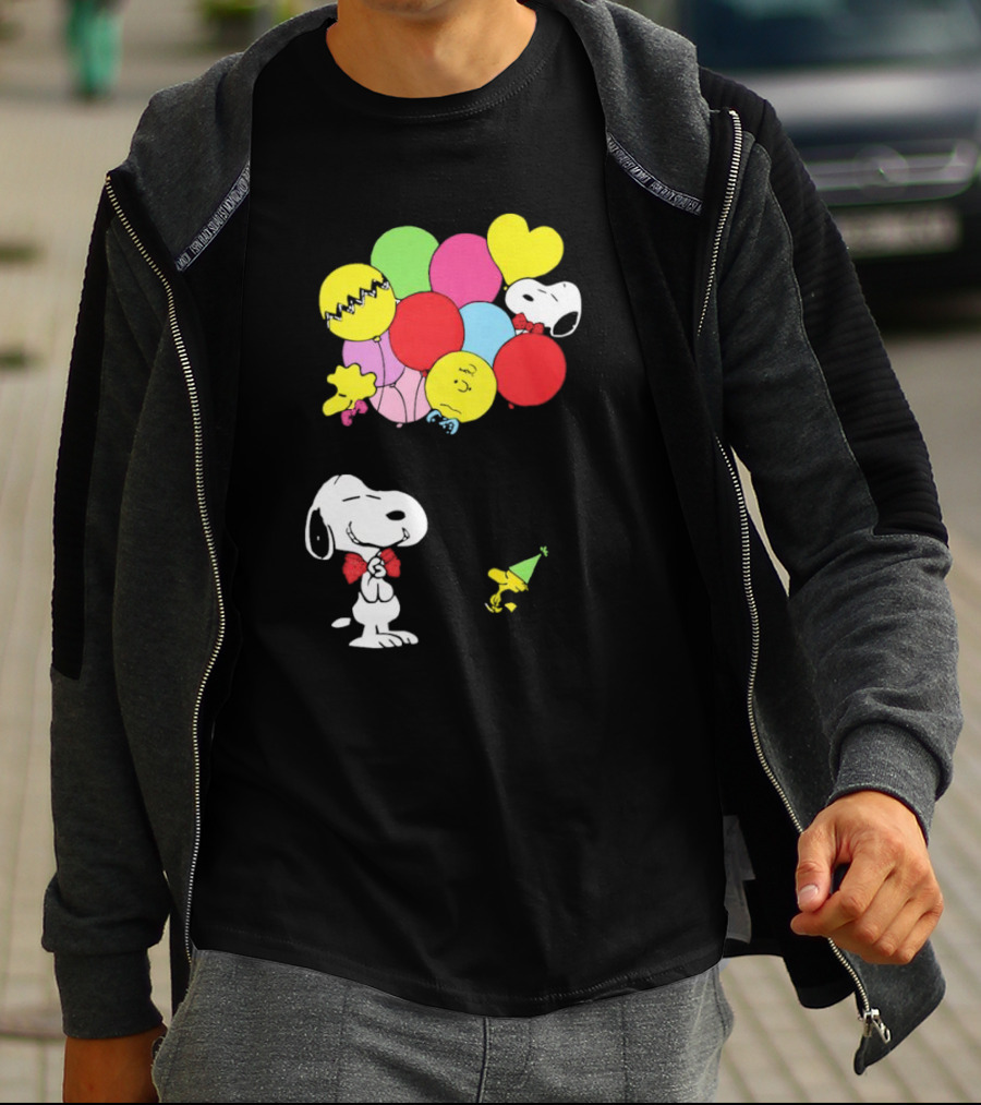 Peanuts Snoopy Woodstock Balloons Birthday T-Shirt