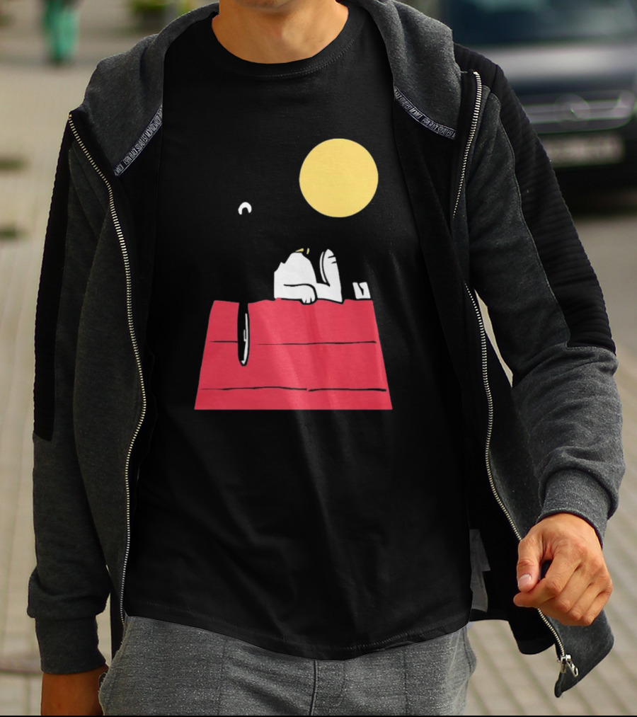 Snoopy Solar Eclipse Peanuts Doghouse Moon Charlie Brown T-Shirt