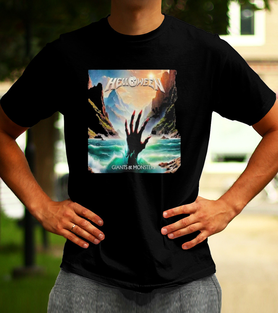 Helloween Giants & Monsters Album Art With Raising Hand In Ocean Released August 29th 2025 T-Shirt