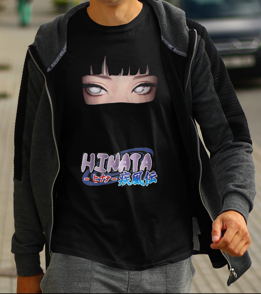 Hinata Hyuga Eyes Japanese Text Anime Style T-Shirt