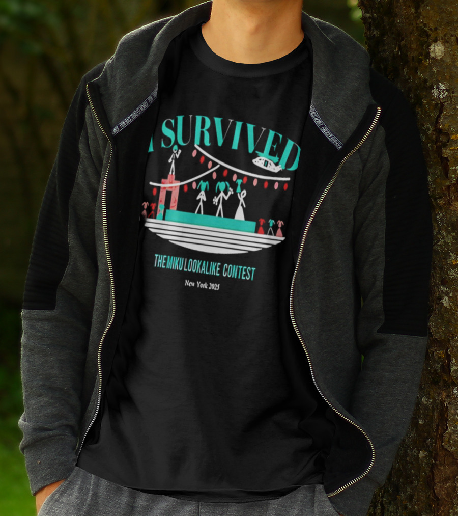 I Survived The Miku Lookalike Contest New York 2025 Blimp Stage Figures T-Shirt