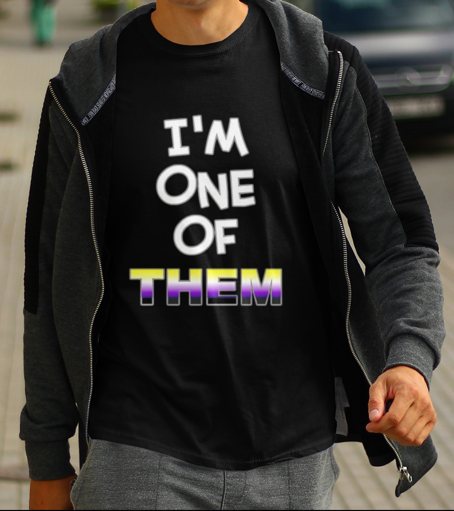 I'M One Of Them White Bold Text With Yellow Purple Gradient THEM T-Shirt