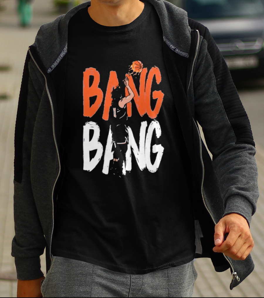 Jalen Brunson Basketball Bang Bang Orange White Combination T-Shirt