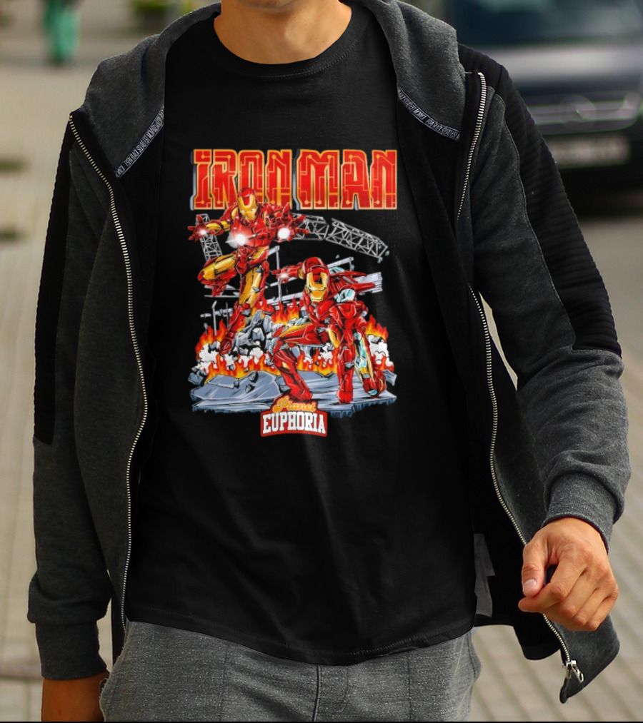 Iron Man Planet Euphoria Fiery Battle Scene T-Shirt