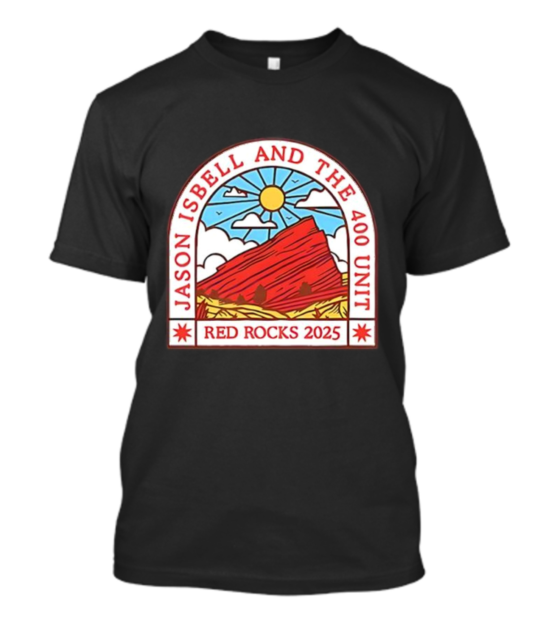 Jason Isbell And The 400 Unit Red Rocks 2025 Sun And Mountains T-Shirt